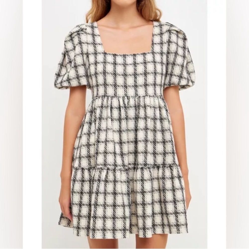 English Factory Cream and Black Mini Dress